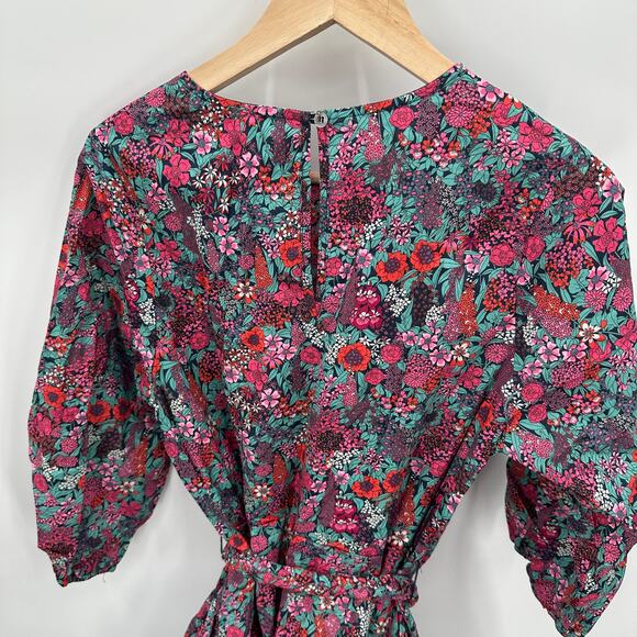 EVEREVE NWT Sutton Cotton Tie Waist Long Sleeve Floral Dress // M - Picture 12 of 16